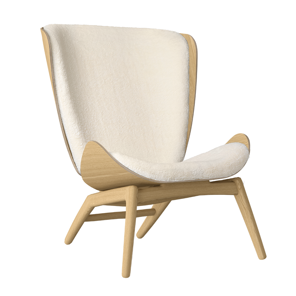 Umage 5502C5502-7 The Reader Wing Chair in Oak with Teddy White