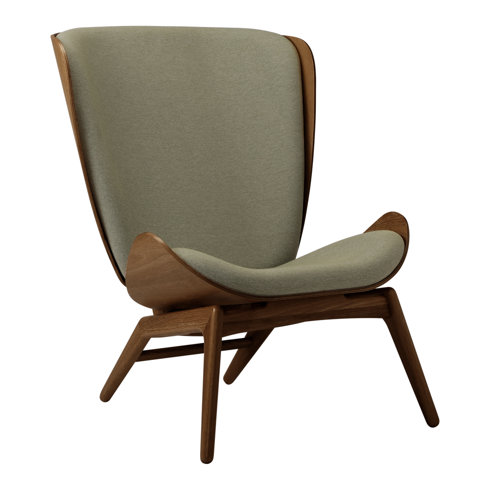 Umage 5701C702-12 The Reader Wing Chair in Dark Oak with Morning Meadows
