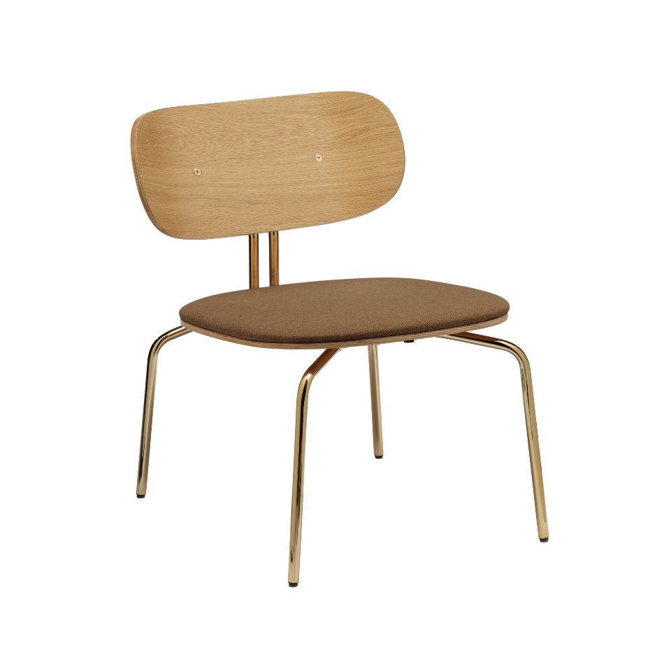 Fauteuil lounge Curious Umage 5917-1C730-01 avec pieds en laiton et coussin Sugar Brown