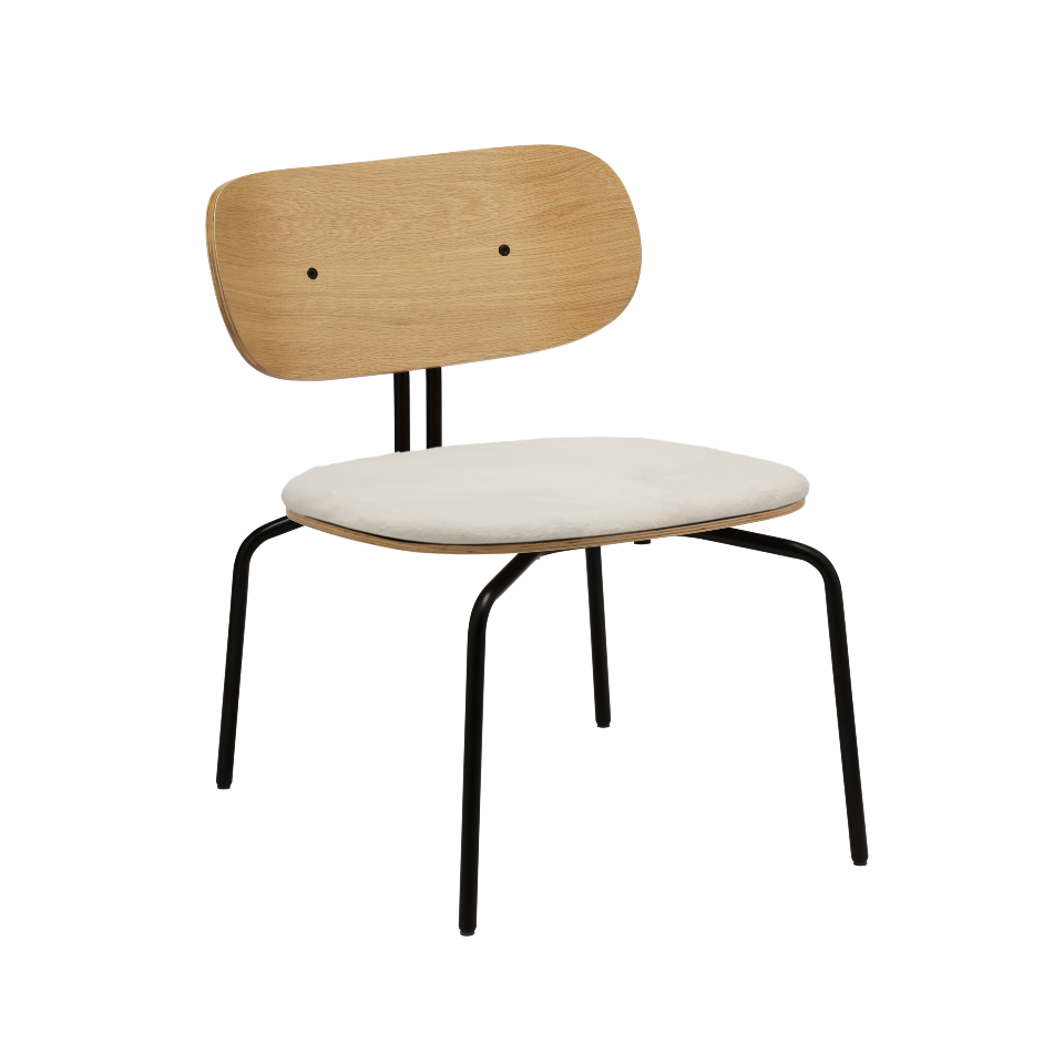 Fauteuil lounge Curious Umage 5917-3C730-18 avec pieds noirs et coussin Teddy blanc