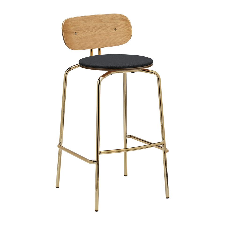 Tabouret de bar Umage 5918-1C719-04 Curious avec pieds en laiton et coussin Shadow