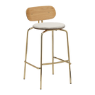 Tabouret de bar Umage 5918-1C719-18 Curious avec pieds en laiton et coussin Teddy White