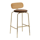Tabouret de bar Umage 5918-1C719-19 Curious avec pieds en laiton et coussin marron Teddy