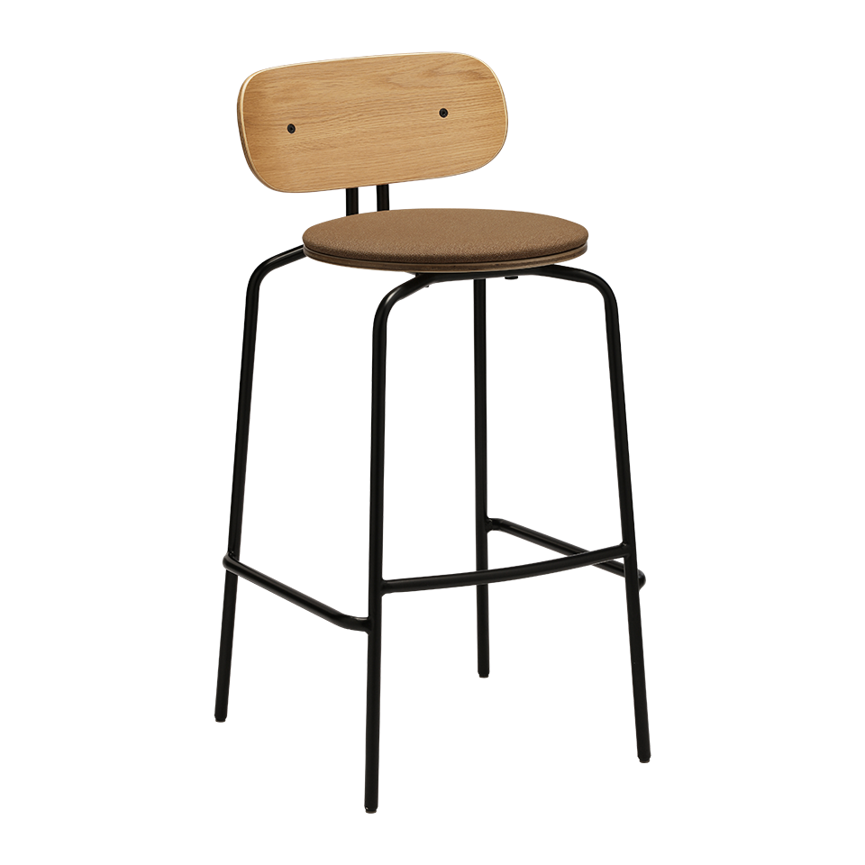 Tabouret de bar Umage 5918-3C719-01 Curious, pieds noirs et coussin marron sucre