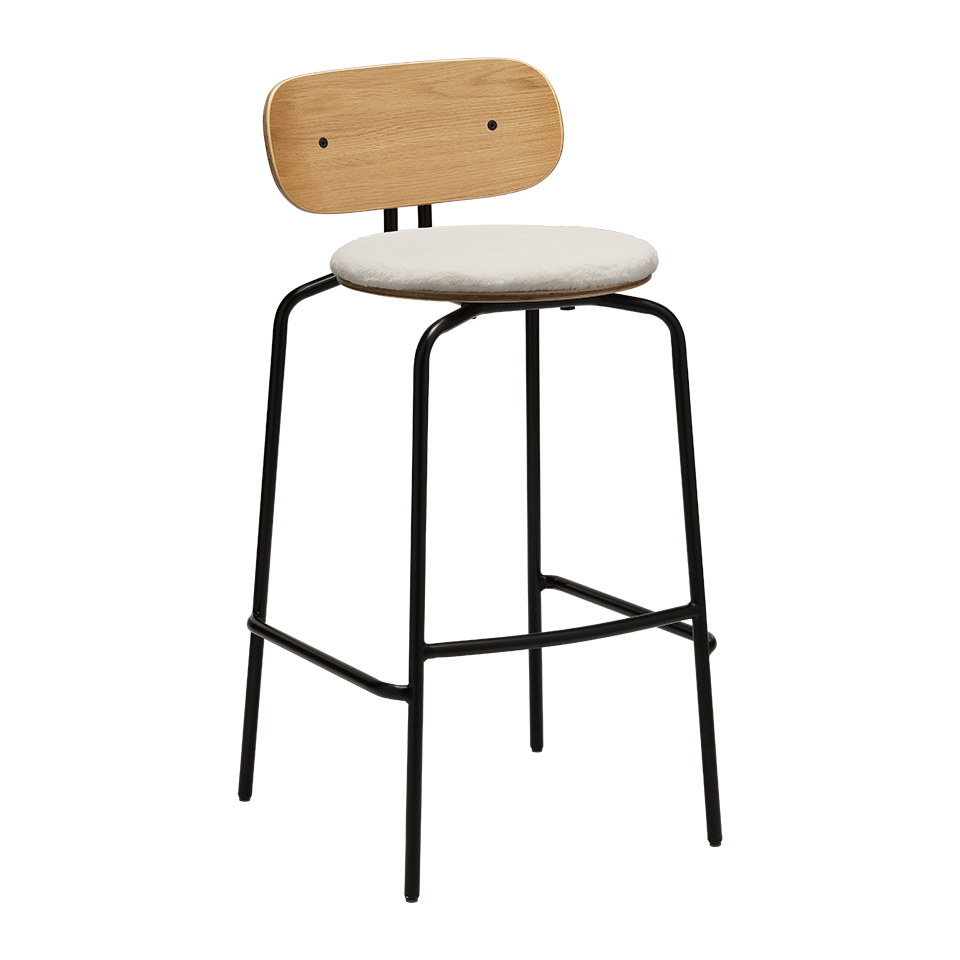 Tabouret de bar Umage 5918-3C719-18 Curious avec pieds noirs et coussin blanc Teddy