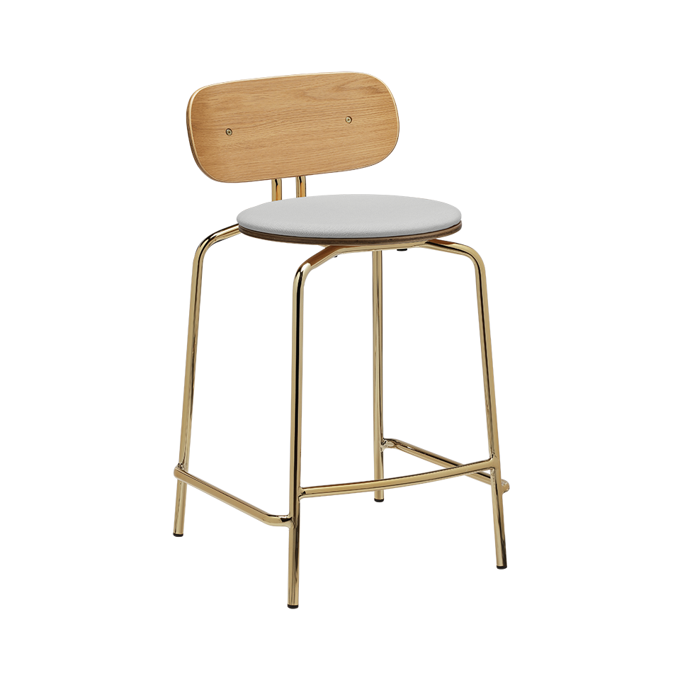 Tabouret de bar Umage 5919-1C719-03 Curious avec pieds en laiton et coussin en argent massif
