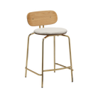 Tabouret de bar Umage 5919-1C719-18 Curious avec pieds en laiton et coussin Teddy White