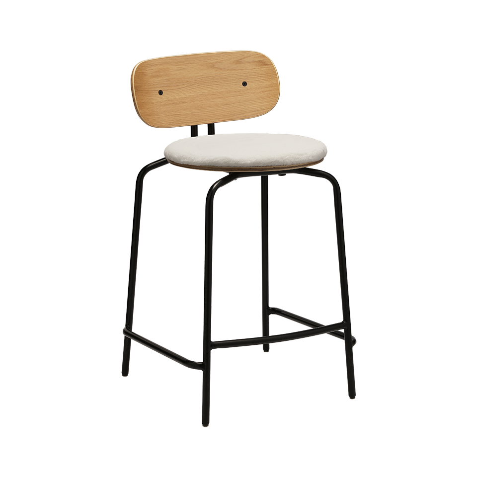 Tabouret de bar Umage 5919-3C719-18 Curious avec pieds noirs et coussin blanc Teddy