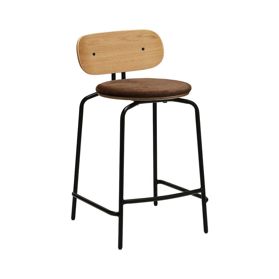 Tabouret de bar Umage 5919-3C719-19 Curious avec pieds noirs et coussin marron Teddy