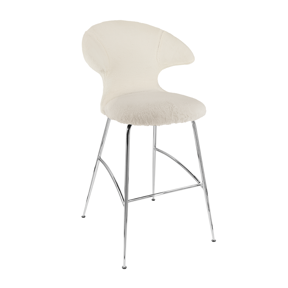 Tabouret de bar Time Flies Umage 590-18C5912-2, coloris Teddy White/Chrome