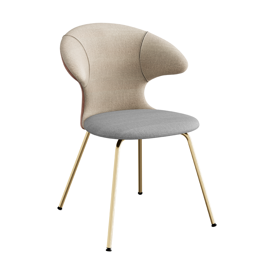 Umage Time Flies Chair with Sand and Burnt Almond back, Silver Grey seat and Brass legs