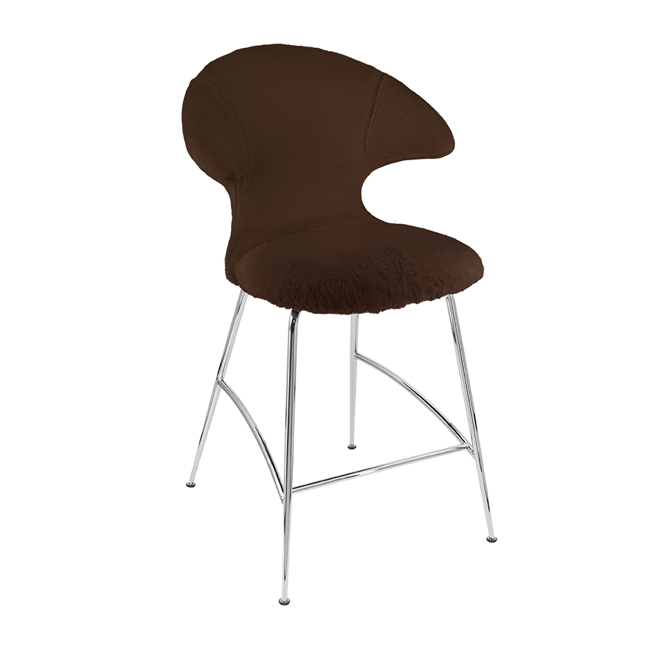 Umage 590-19C5913-2 Time Flies Counter Stool in Teddy Brown with Chrome legs