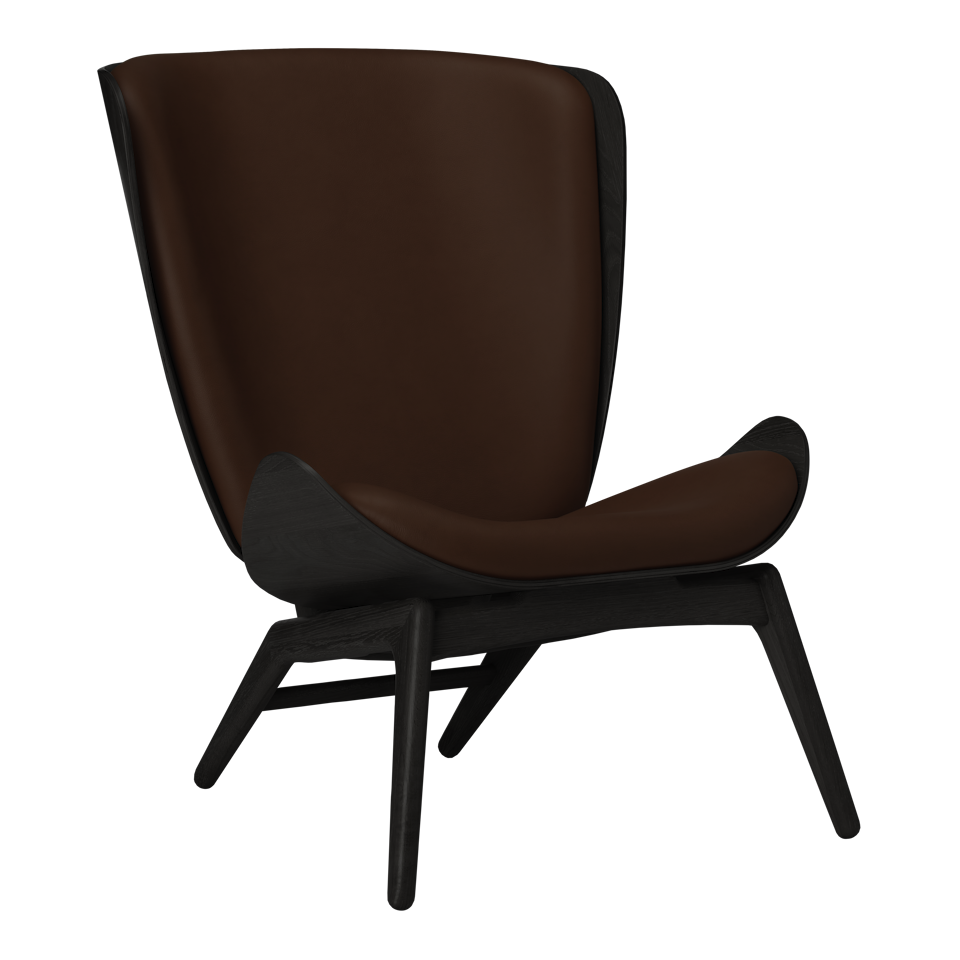 Umage 5103C5502-11 The Reader Wing Chair in Black Oak with Brown Hope leather