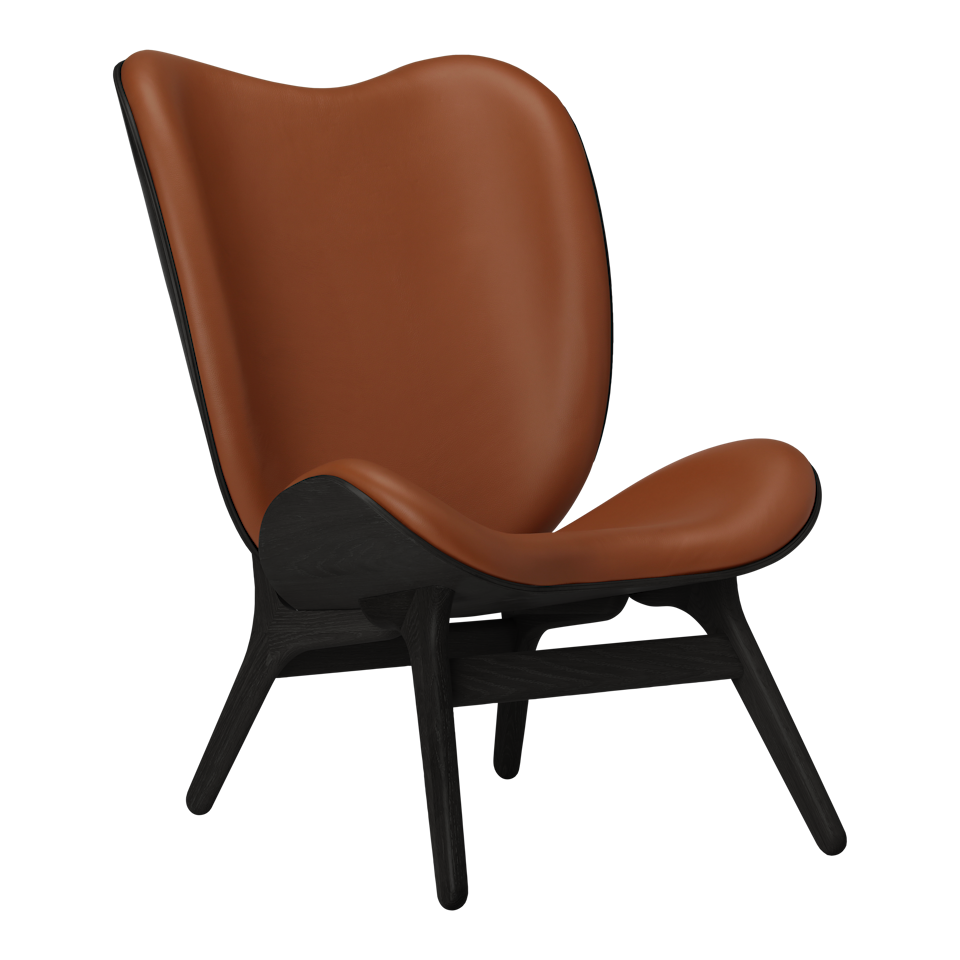 Umage 5104C5577-10 A Conversation Piece Lounge Chair Tall in Black Oak with Cognac Hope leather
