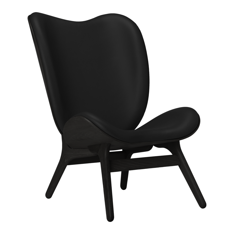 Umage 5104C5577-12 A Conversation Piece Lounge Chair Tall in Black Oak with Black Hope leather