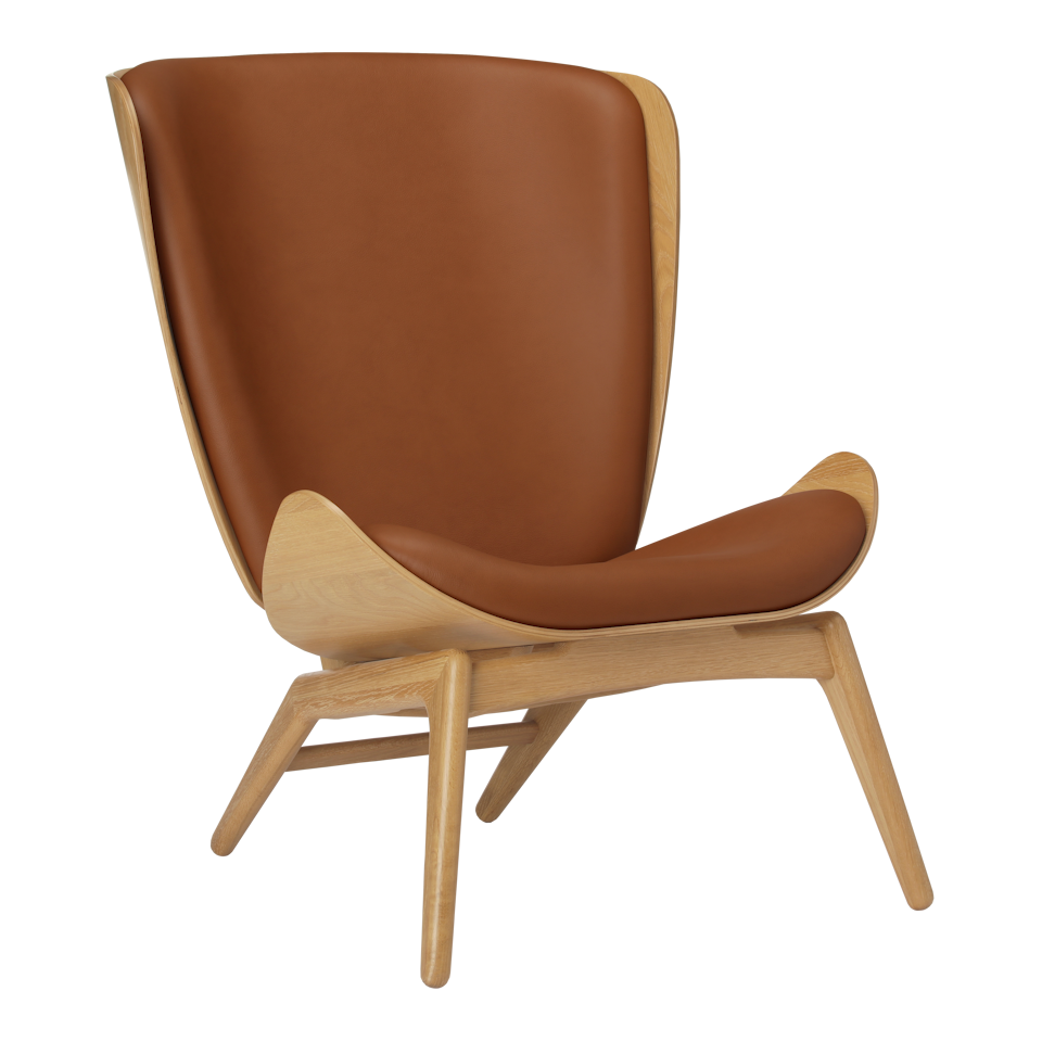 Umage 5502C5502-10 The Reader Wing Chair in Oak with Cognac Hope leather