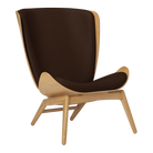 Umage 5502C5502-11 The Reader Wing Chair in Oak with Brown Hope leather
