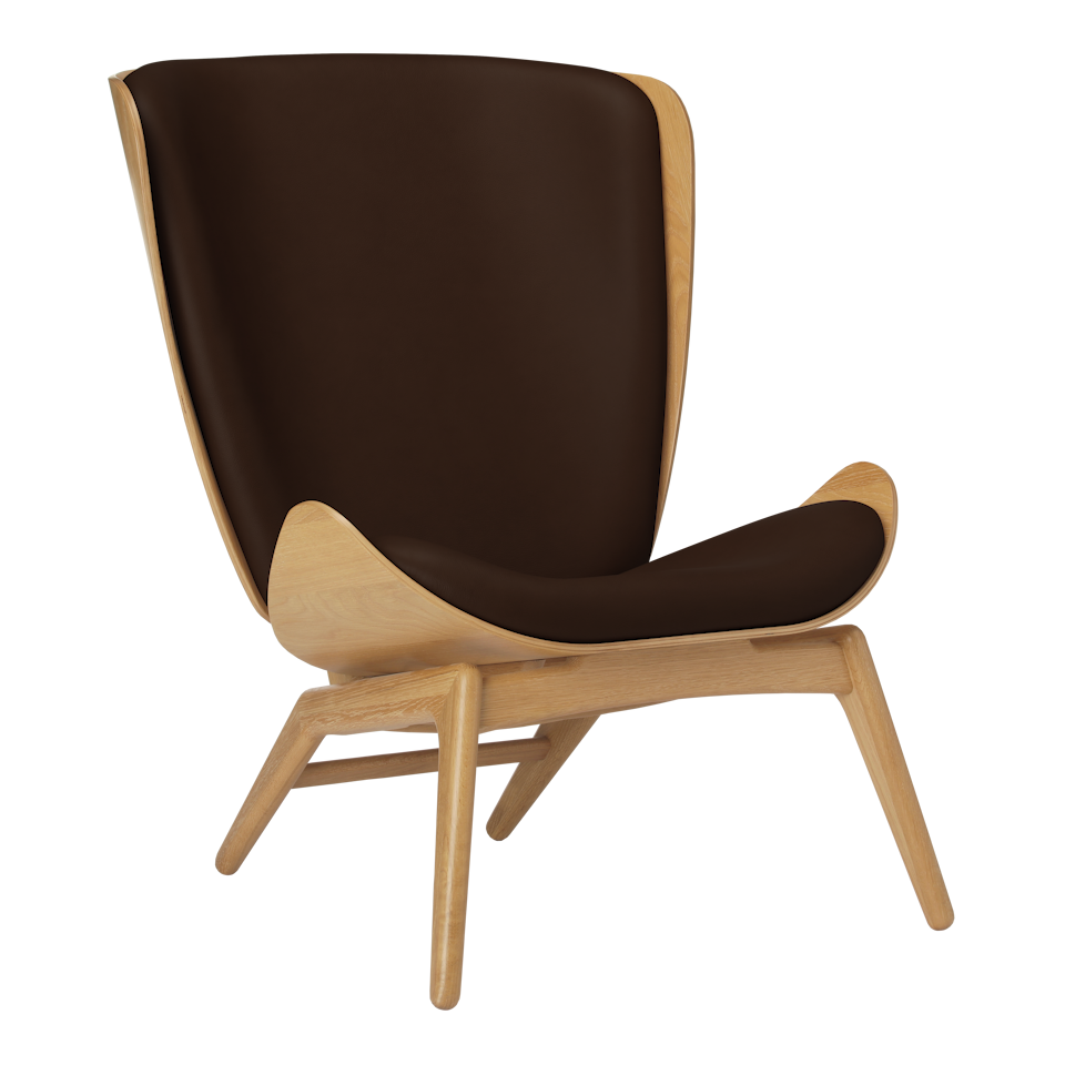 Umage 5502C5502-11 The Reader Wing Chair in Oak with Brown Hope leather