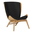 Umage 5502C5502-12 The Reader Wing Chair in Oak with Black Hope leather