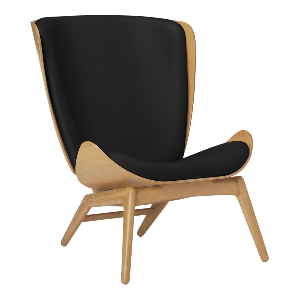 Umage 5502C5502-12 The Reader Wing Chair in Oak with Black Hope leather