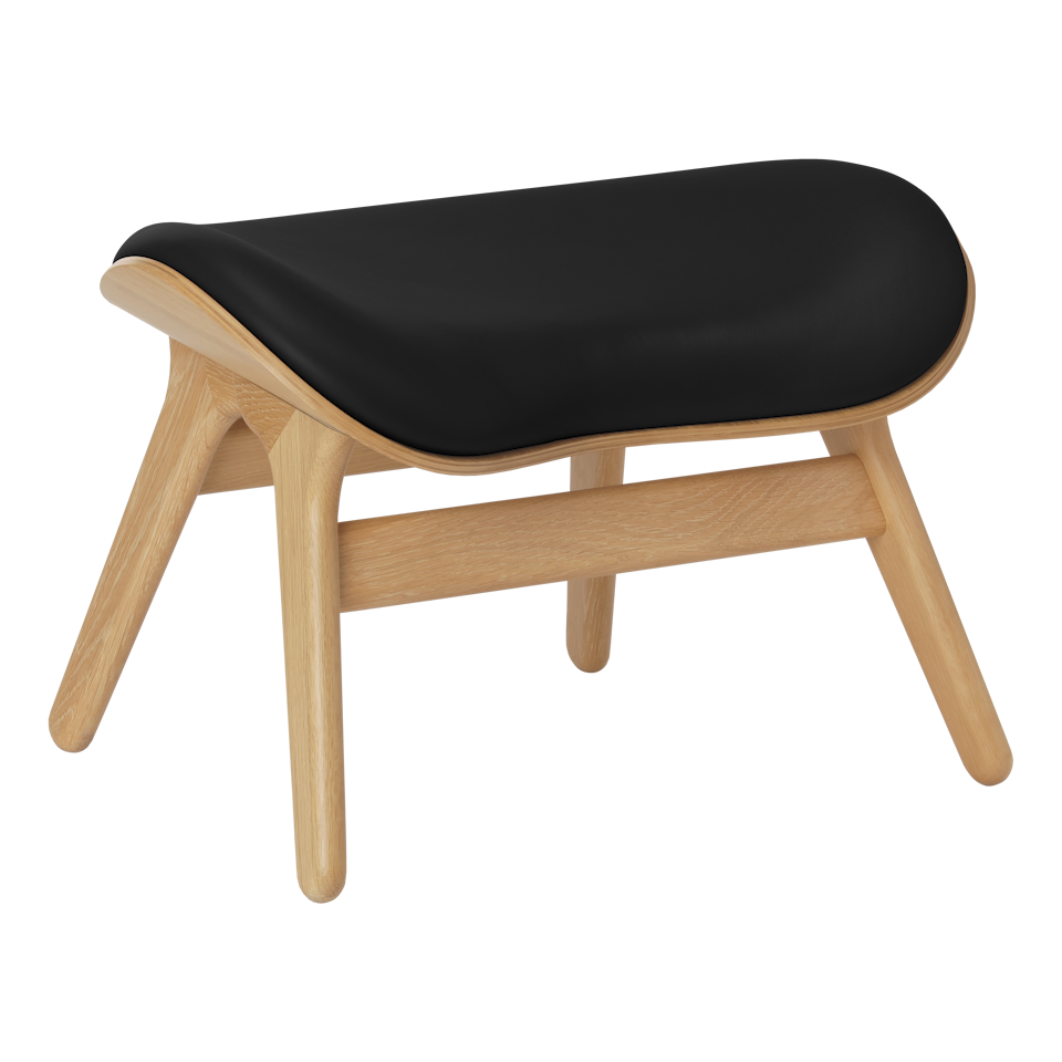 Umage 5573C5573-12 A Conversation Piece Ottoman in Oak with Black Hope leather