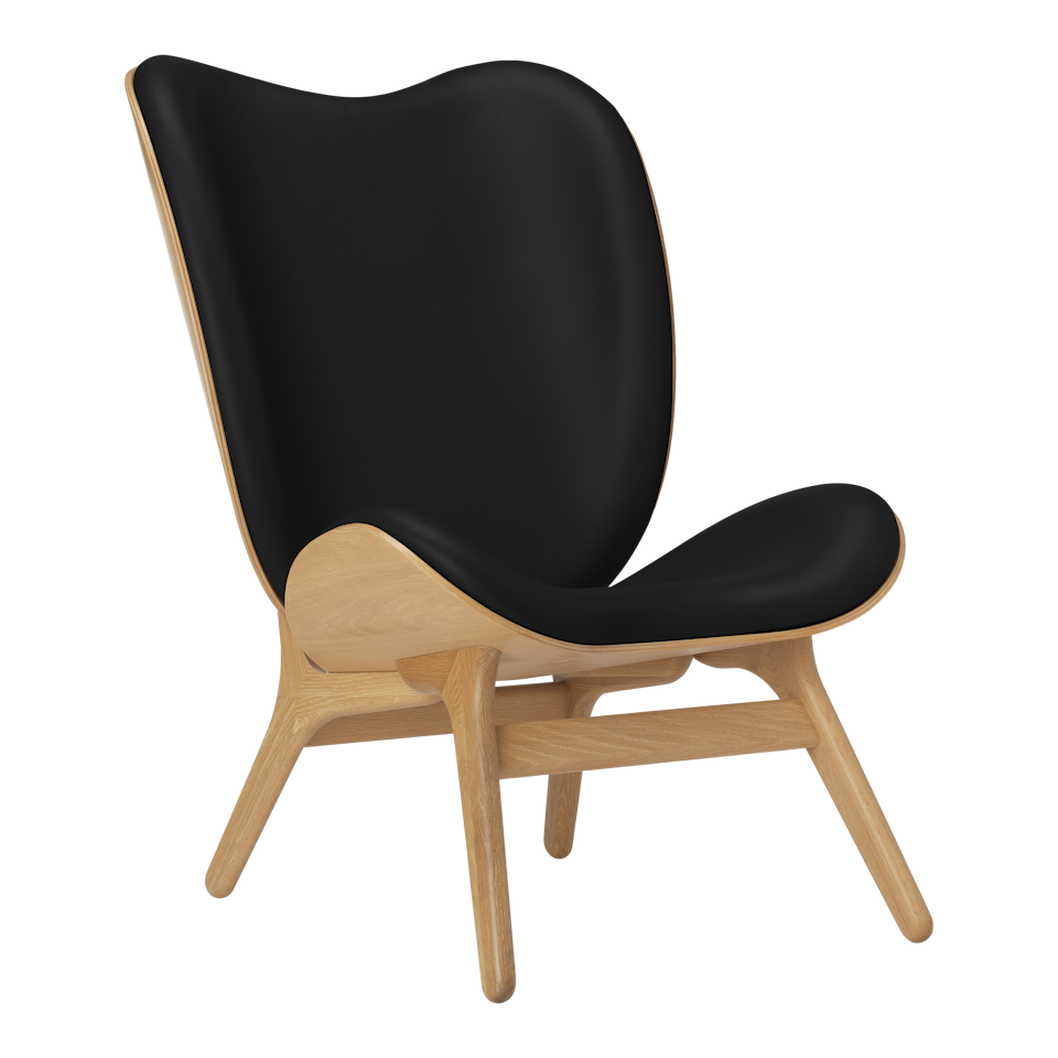 Umage 5577C5577-12 A Conversation Piece Lounge Chair Tall in Oak with Black Hope leather