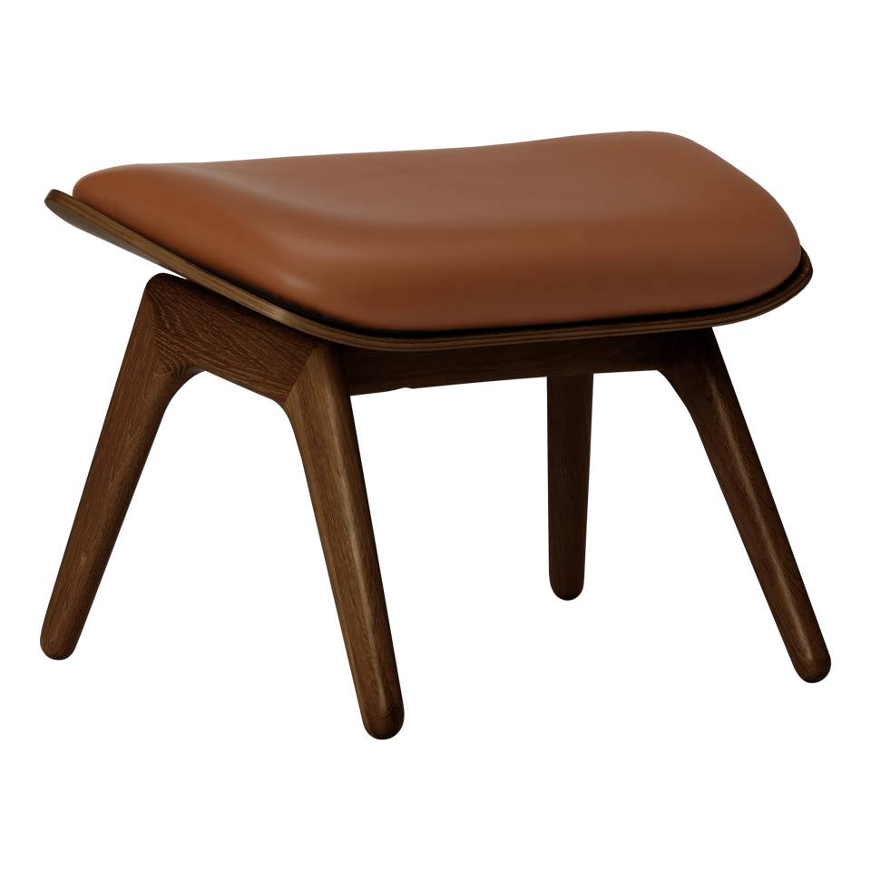 Umage 5588NC5583-10N The Reader Ottoman in Dark Oak with Cognac Hope leather
