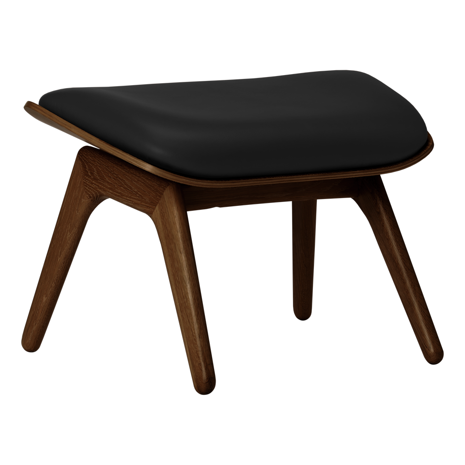 Umage 5588NC5583-12N The Reader Ottoman in Dark Oak with Black Hope leather