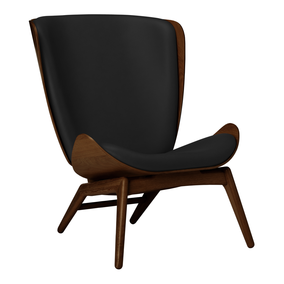 Umage 5701C5502-12 The Reader Wing Chair in Dark Oak with Black Hope leather