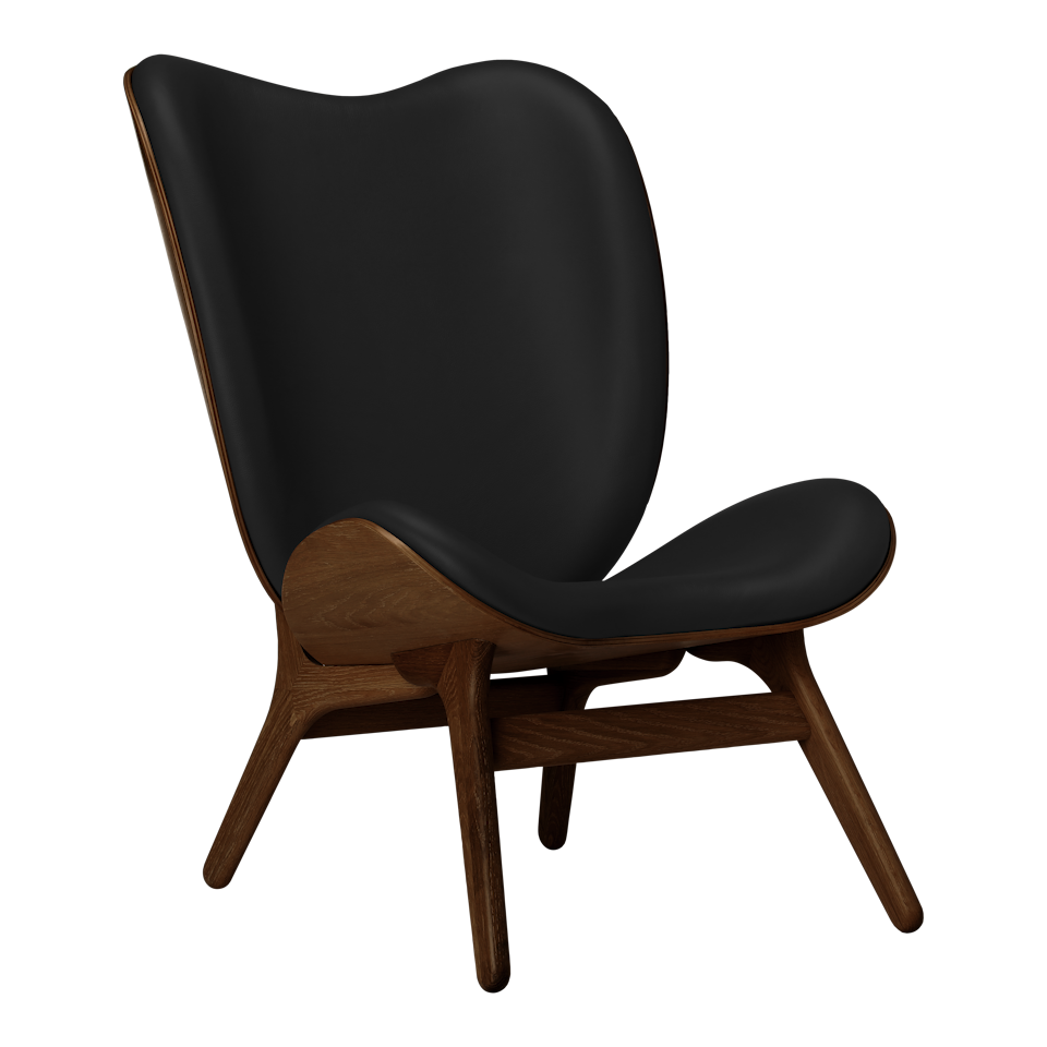 Umage 5872C5577-12 A Conversation Piece Lounge Chair Tall in Dark Oak with Black Hope leather