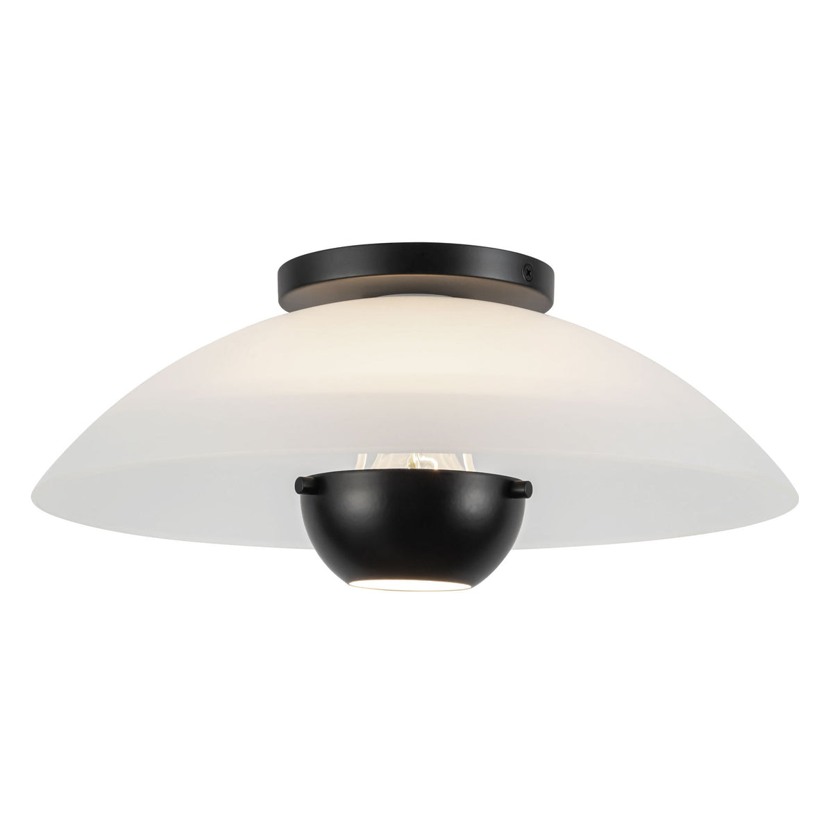 Kuzco Canada - SF11914-OP/BK - One Light Semi-Flush Mount - Umbra - Opal Glass/Black