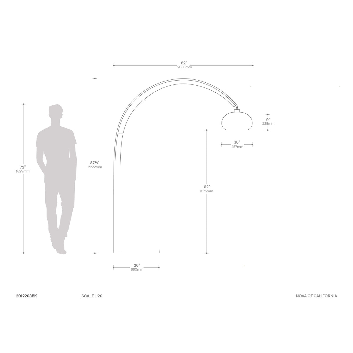 Lampadaire à arc voûté