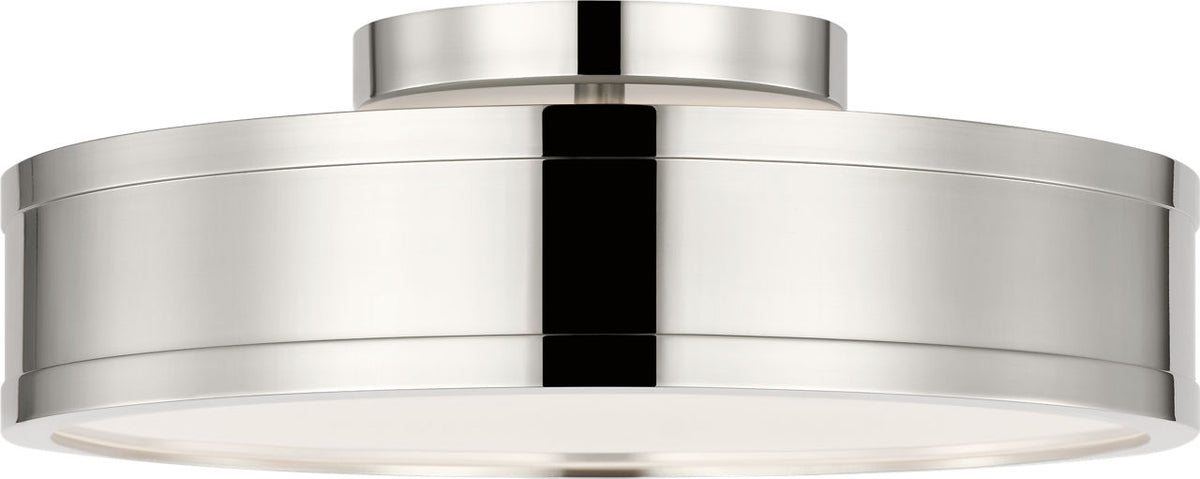 Visual Comfort Studio Collection PCF1051PN Dupont Round Semi-Flush Mount in Polished Nickel
