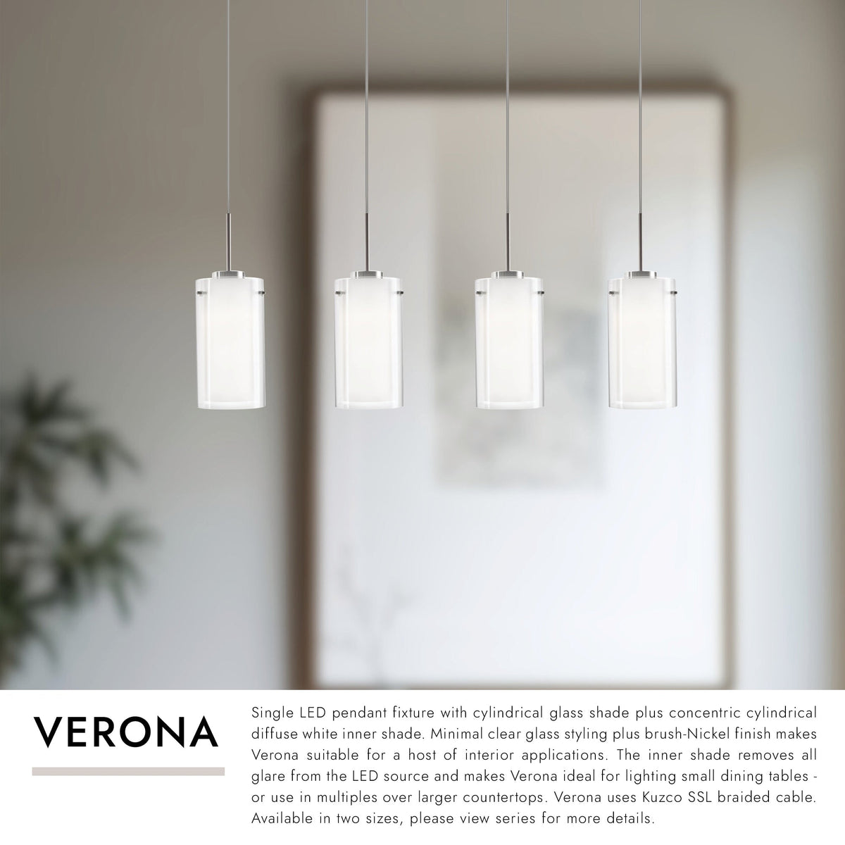 Kuzco Lighting MP41304BN-04 Verona LED Multi Pendant in Brushed Nickel