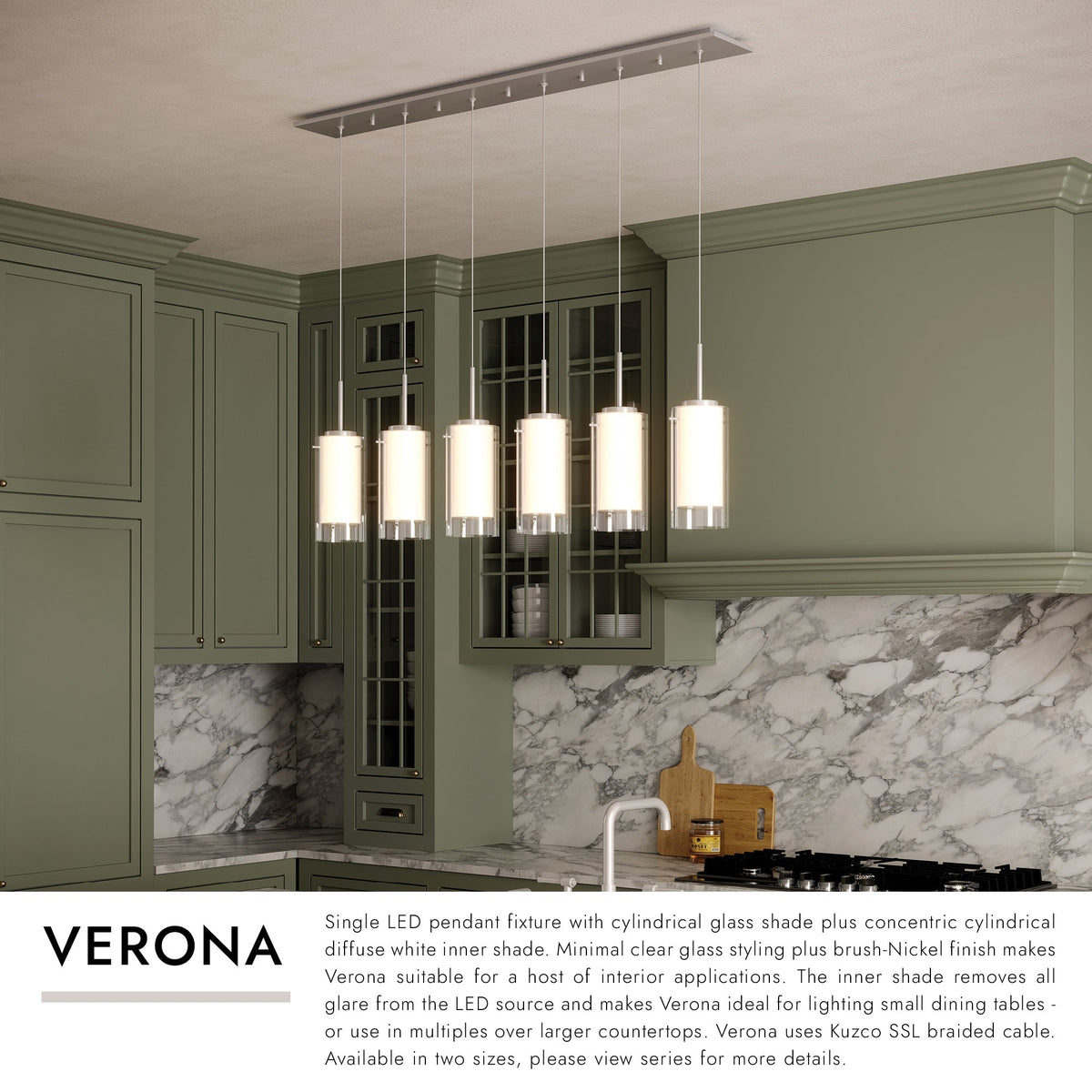 Kuzco Lighting MP41304BN-06 Verona LED Multi Pendant in Brushed Nickel