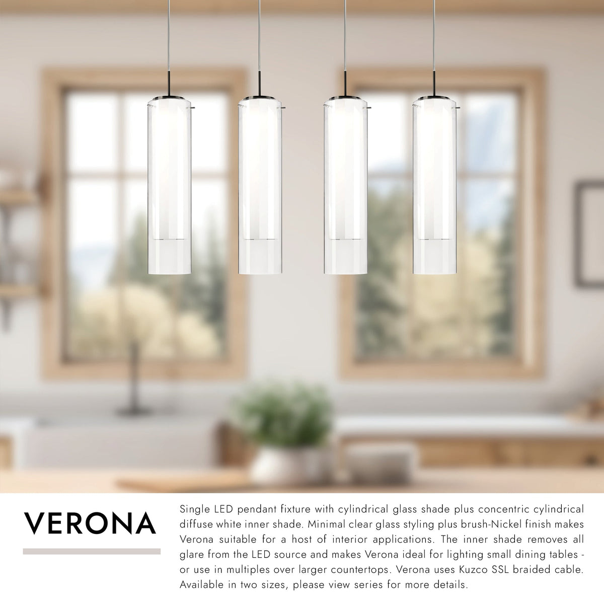 Kuzco Lighting MP41305BN-04 Verona LED Multi Pendant in Brushed Nickel