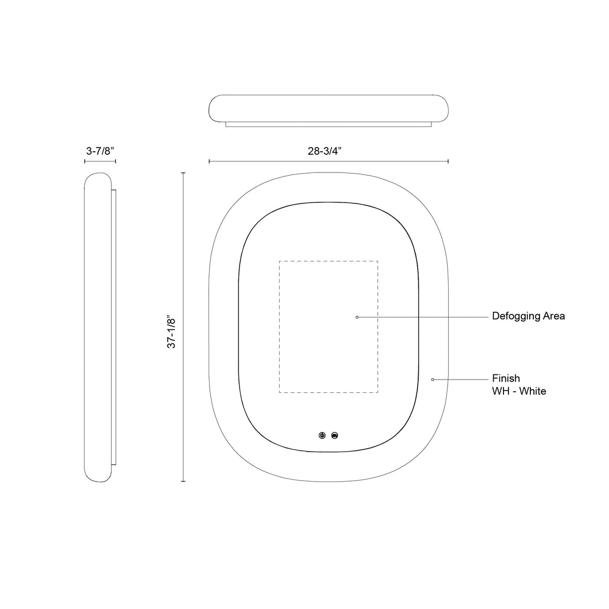 Miroir de courtoisie flottant à DEL Kuzco Lighting VM13837-WH-5CCT, blanc