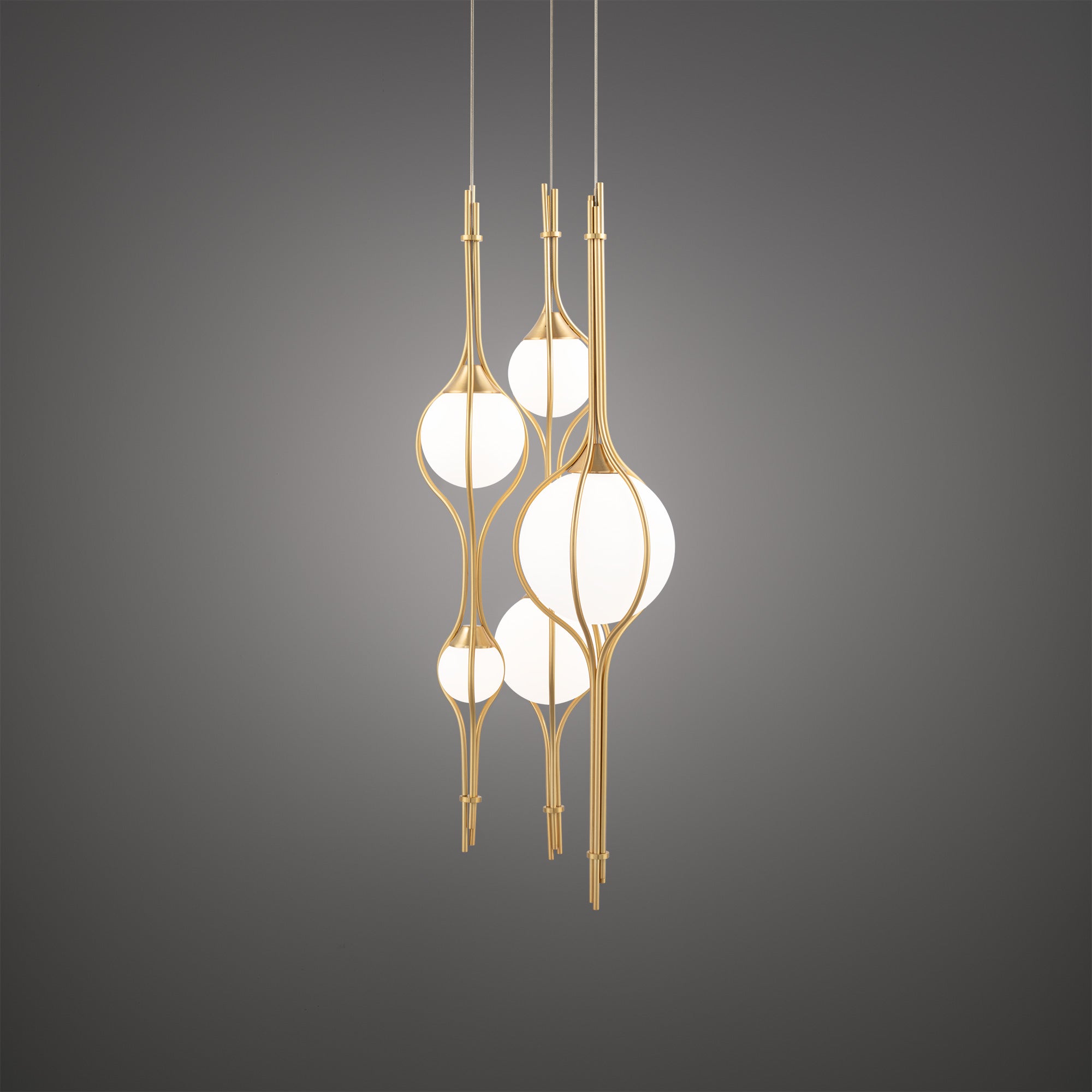 Suspension multi-lumières Skyla PD600605R-TWA-VB de Modern Forms, finition laiton vieilli