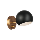 Matteo Lighting W31701MBAG Orb Wall Sconce in Matte Black with White Interior