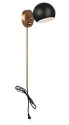Matteo Lighting W31701MBAG Orb Wall Sconce in Matte Black with White Interior
