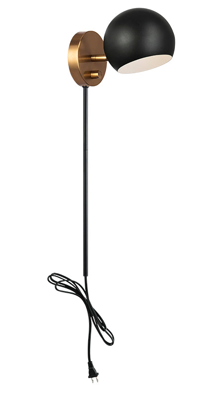 Matteo Lighting W31701MBAG Orb Wall Sconce in Matte Black with White Interior