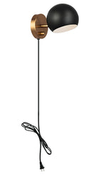Matteo Lighting W31701MBAG Orb Wall Sconce in Matte Black with White Interior