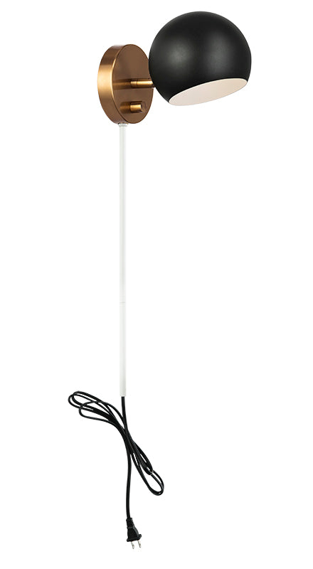 Matteo Lighting W31701MBAG Orb Wall Sconce in Matte Black with White Interior