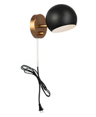 Matteo Lighting W31701MBAG Orb Wall Sconce in Matte Black with White Interior