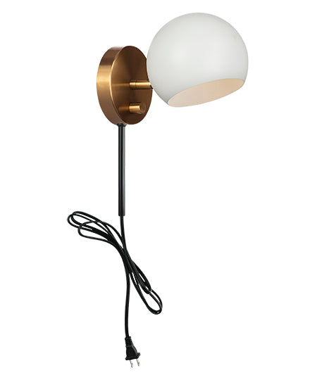 Matteo Lighting W31701MWAG Orb Wall Sconce in Matte White with White Interior