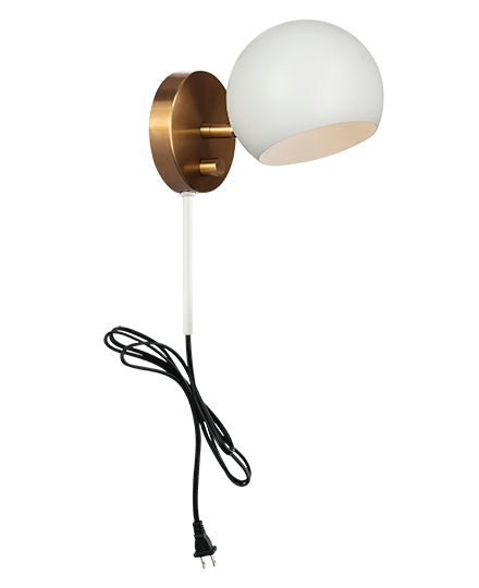 Matteo Lighting W31701MWAG Orb Wall Sconce in Matte White with White Interior