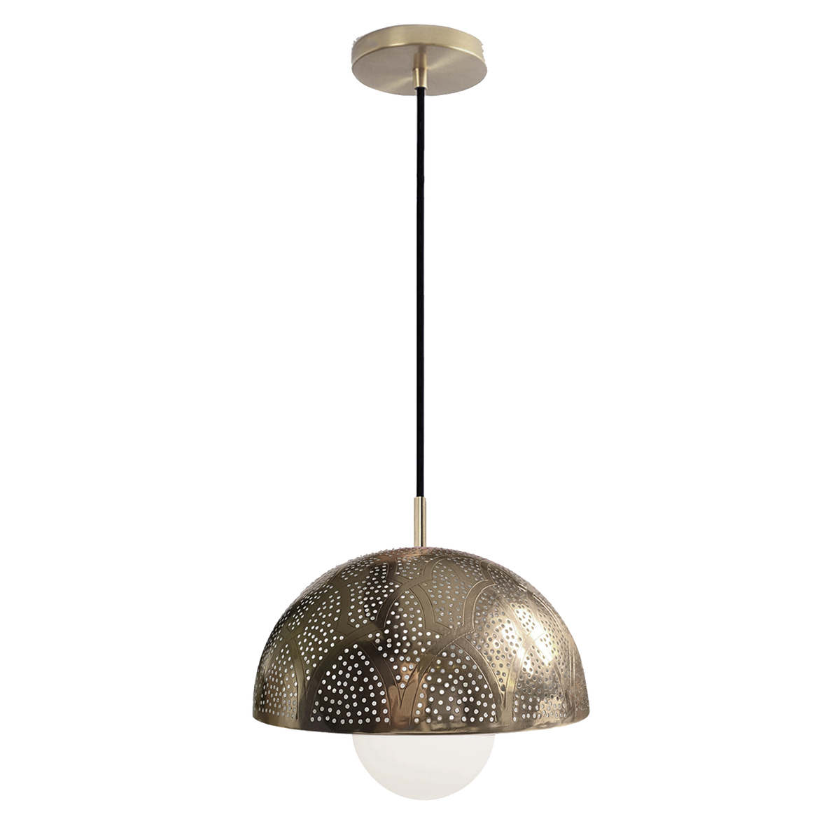 Dounia Home - DH-ZANMETDOM-SM-AB - Zana Metal Dome-shaped Shade Suspension - Antique Brass