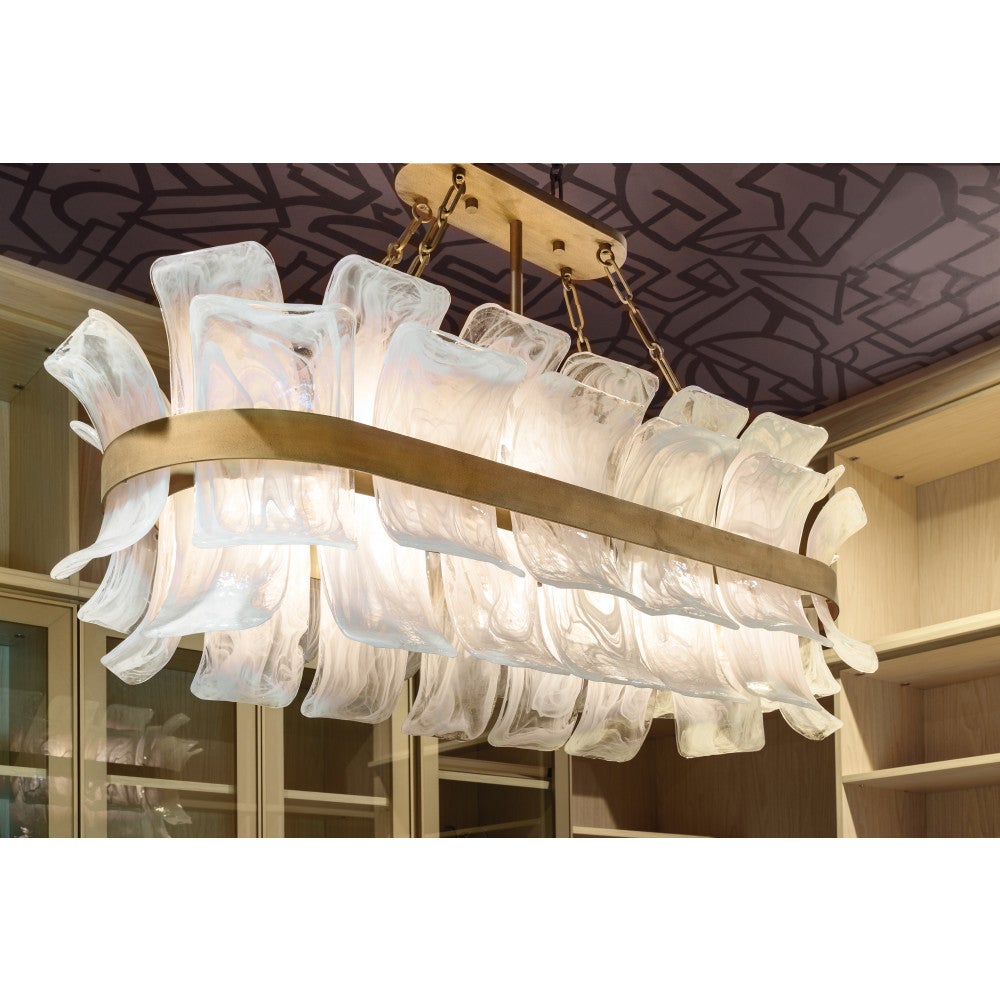 Fredrick Ramond FR46915BNG Fleur Linear Chandelier in Burnished Gold
