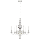 Luminaire à 6 lampes Visual Comfort CHC1154CG/PN George II Suspendu en cristal avec nickel poli par EF Chapman