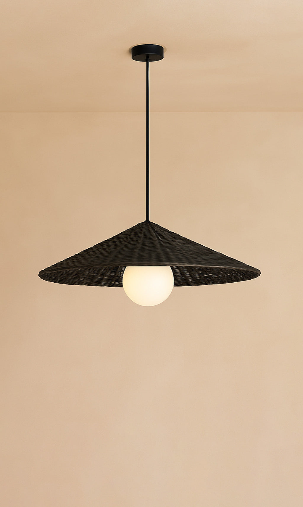 Dounia Home - DH-ADARATCON-MD-NR - Ada Rattan Cone Pendant - Natural Raffia